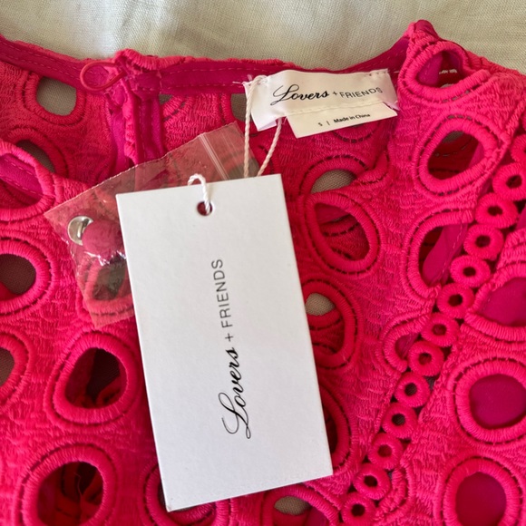 Lovers and Friends hot pink puff sleeve top - Picture 2 of 3